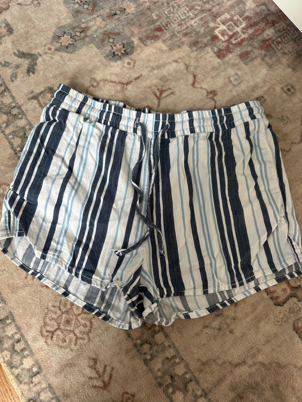 H&M Divided Navy, Light Blue and White Striped Shorts